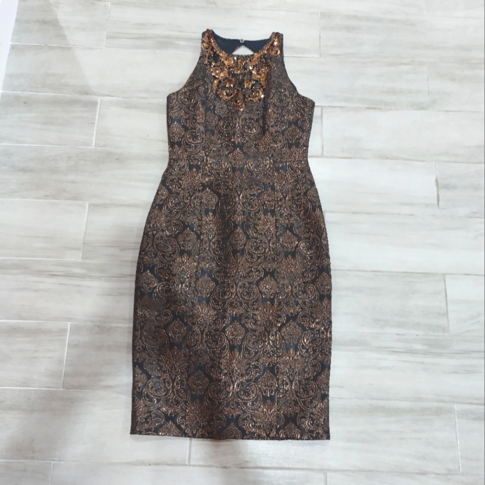 Elegant Black and Copper Dress